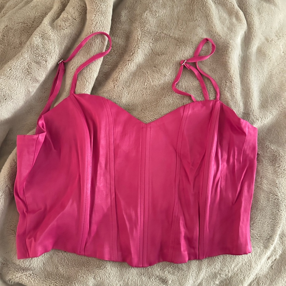 Zara Pink Satin Corset Top